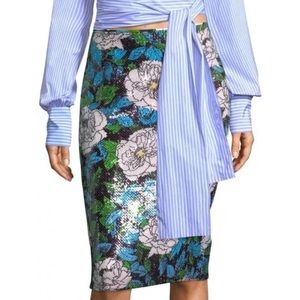 Diane Von Furstenburg Sequin Floral Pencil Skirt